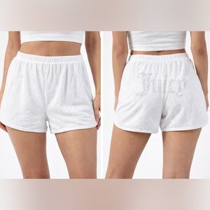 Juicy Couture Y2K White Velvet Fleece Loungewear Shorts Size L